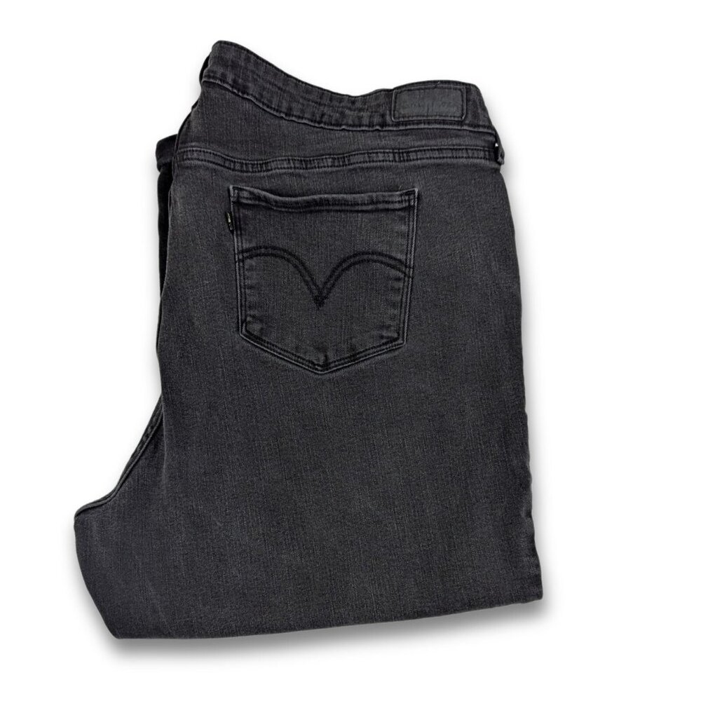 Levi's 20W Black Stretch Denim Jeans Mid Rise Tapered Leg Plus Size